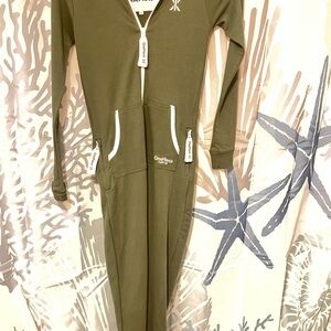 Onepiece Dark Green Jumpsuit with White Details